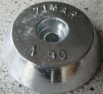 N-90 Zimar Round Plate Boat Zinc Anode