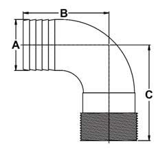 00HN200E 90 Degree Bronze Pipe to Hose Adapters - Deep Blue Yacht Supply